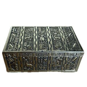 ✨ vintage brass and wood cigarette box trinket box art deco antique